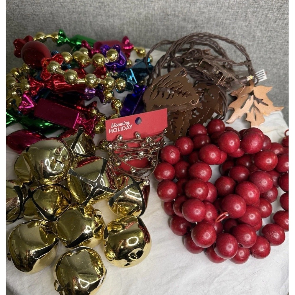 Lot Of Christmas/Holiday Garland, Lights, Bells‎